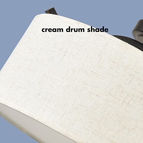 Image of YUBOLE Dimmable LED Ceiling Light Semi-Flush Mount- Adjustable Color Temperature 3000K-4000K-5000K Light with Off-White Fabric Drum Shade for Kitchen, Bedroom, Living Room, Hallway