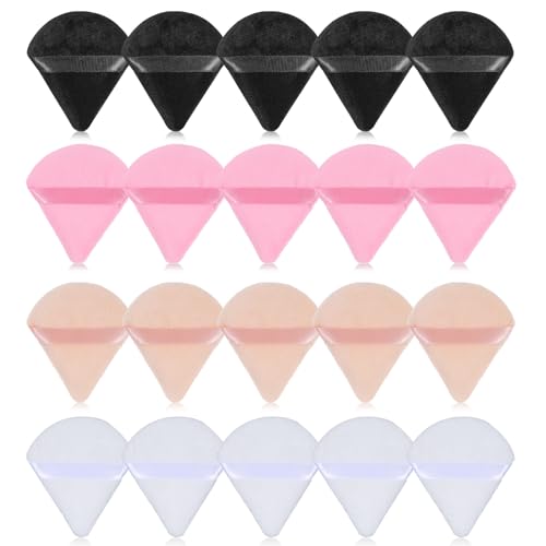 20 Pcs Makeup Puffers Triangle Powder Puffs Double Side Soft Makeup Puff Setting Powder Puff Loose Powder Puff Triangle Powder Puff Make Up Sponges for Face(Multicolor)