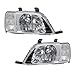 TRQ 2 Piece Headlight Assembly Set Chrome Bezel Driver & Passenger Side Compatible with Honda CR-V 1997-2001 HO2502112 HO2503112 33101S10A01 33151S10A01