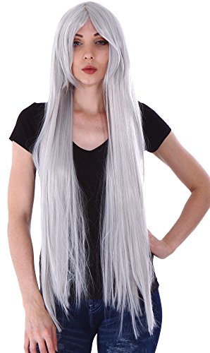 Simplicity Women's 39" Long Straight Role Player Wig W/ Free Net Cap, White