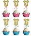 ALISSAR 30-Pack Glitter Gender Reveal Cupcake Toppers, Gender Reveal Baby Shower Party Cake Food Decoration Supplies