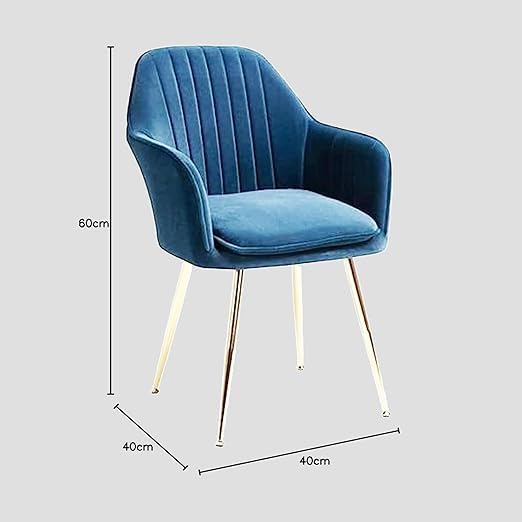 Image of Velvet Dining Chairs, Soft Cushion Seat Chair for Living Room Bedroom Restaurant Fabric DiningChair | Accent Chair for Living Room Bedroom Study Cafe Restaurant Pack 1 (Blue)