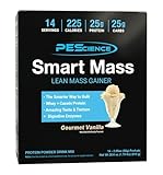 PEScience Smart Mass Gainer, Lean Muscle Weight Gainer, Whey Protein & Casein Protein Blend with Slow-Digesting Carbs, Maltodextrin-Free, 14 Packets - Gourmet Vanilla