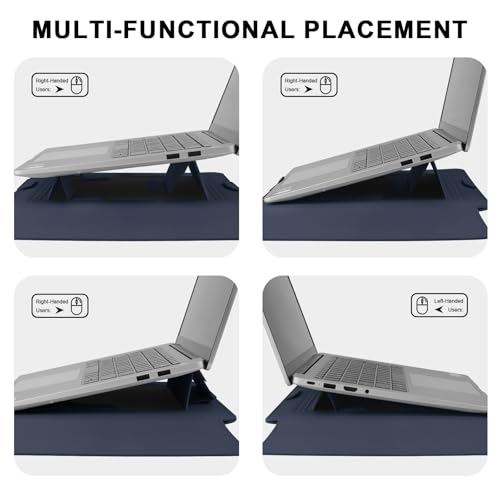 HoYiXi 15.6" Laptop Sleeve Case PU Leather with Stand Compatible with MacBook Pro 16/15.4'' MacBook Pro 15, Mac Air 15,16'' Laptop Bag for Dell, Acer, Asus,15-16'' laptop case,Blue - Image 3