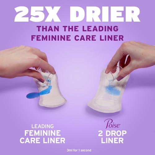 Image of Poise Daily Liners, Incontinence Panty Liners for Bladder Leaks, 2 Drop Very Light Absorbency, Regular Length, 30 Count of Pantiliners, Packaging May Vary