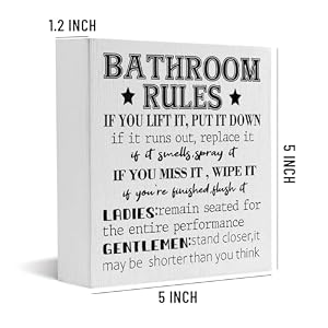 Funny Bathroom Wood Sign Bathroom Rules Wood Block Sign for Bathroom Shelf Toilet Restroom Home Tabletop Desk DecorFarmhouse Bathroom Wooden Box Sign Farmhouse Bathroom Wooden Box Sign Restroom Decor