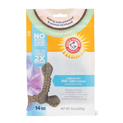 Arm & Hammer for Pets Fresh Spectrum 360 Degree GEO Bone Dental Treats | Dental Chews Fight Bad Breath, Plaque & Tartar Without Brushing | Coconut Mint Flavor, 14 Count Arm & Hammer for Pets Fresh Spectrum 360 Degree GEO Bone Dental Treats | Dental Chews Fight Bad Breath, Plaque & Tartar Without Brushing | Coconut Mint Flavor, 14 Count