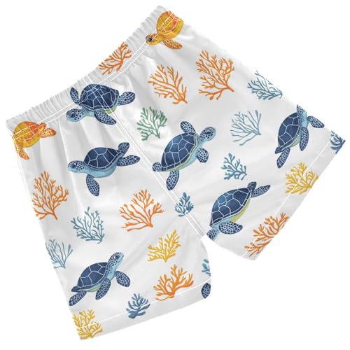 Pigsaly Boys Swim Trunks Colorful Turtles Sea Animals Boys Board Shorts Swimsuit Swimwear Summer Bathing Suit 3T2