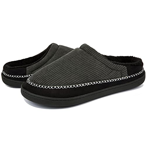 Josaywin Hombre Zapatillas de Casa Pantuflas de Algodon Zapatillas Fluff Antideslizantes Pantuflas de Espuma ViscoeláStica Pantuflas Invierno CáLido para Interiores Exteriores Negro 4748 EU Cover