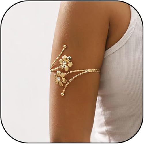 BelleVive Jonc Minimaliste Bijoux pour Femmes Bracelet Doré Haut du Bras Délicat Multicouche...