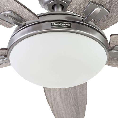 Honeywell Ceiling Fans Carmel Modern 48 Inch Ceiling Fan with Light, Remote Control Fan, LED Indoor Fan with 5 Blades, Gray Oak and Brown Chestnut Blade Finish Options, Silver (51627-01) thumbnail 17
