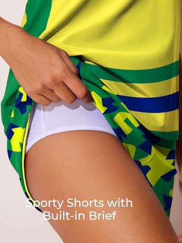 Image of Summer Mae Blouson Tankini Swimsuits for Women 2026 Tummy Control Two Piece Bathing Suits with Sporty Pockets Swim Shorts