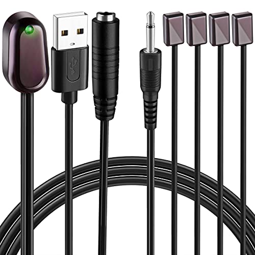 OBVIS IR Infrared Repeater Kit Remote Control Kit Hidden IR System with 1 Receiver 4 Emitters Control Up to 4 Devices Compatible with DVD Player TV CD Player Amplifer Home Theatre Cable Box Xbox One