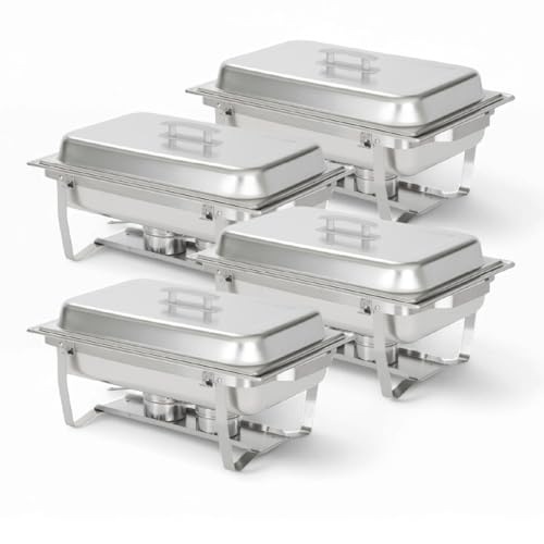 Comparison: Best Chafing Dish Set 9 Alpha Living 4 Pack Chafing Dish Full Set – Stainless Steel Catering Chafer with Lids, Pans & Fuel Holders – Buffet Food Warmers for Parties, Events & Weddings – Alpine Gray Handles