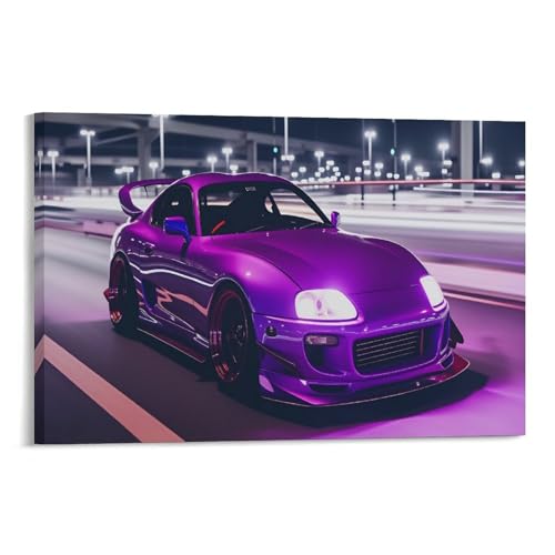 Purple Car Framed Decorative Painting Canvas Wall Art Decoration for