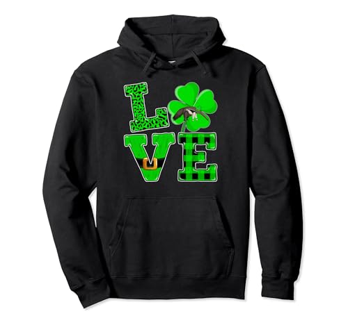 Leprechaun Irish Shamrock Love Anteater St Patrick's Day Pullover Hoodie