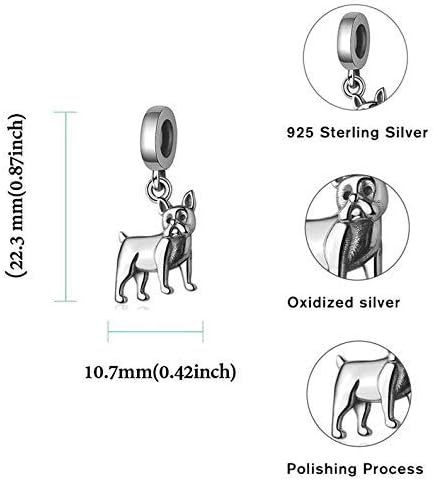 BOLENVI Boston Terrier French Bulldog Bull Dog 925 Sterling Silver Charm Bead For Pandora & Similar Charm Bracelets or Necklaces - Image 4