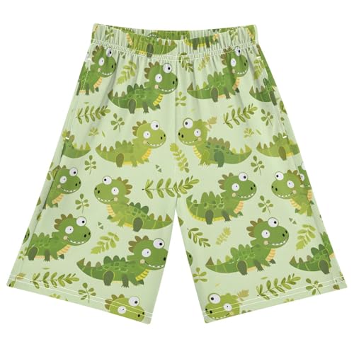ALAZA Cute Animal Crocodile Leaf Pajama Shorts Sleep Shorts Pant Lounge Pajama Bottoms Elastic Waist with Pockets