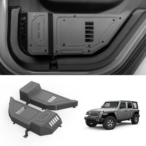 SHEAM Caixa de armazenamento de metal para porta traseira com suporte de copo compatível com Jeep Wrangler JL 2/4 portas 4XE Gladiator JT 2018-2024, acessórios internos - 2 peças