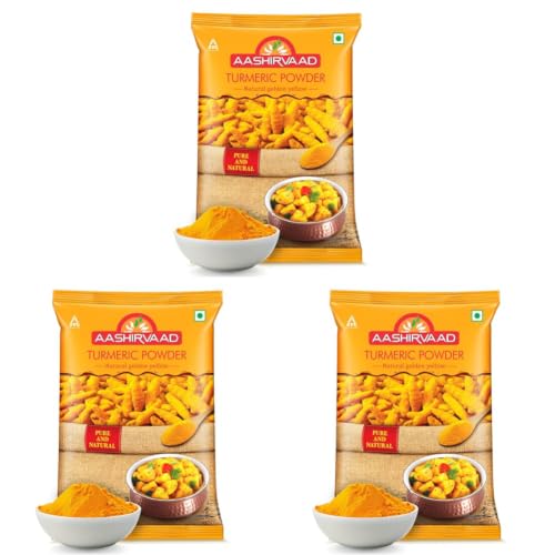 Image of Aashirvaad Turmeric Powder, 500g, Natural Golden Turmeric Powder with No Added Flavours and Colours (Pack of 3)