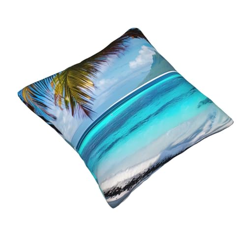 MyPiky - Fundas de almohada cuadradas con estampado de playa de Tahiti para sofá, recámara, oficina, sala de estar