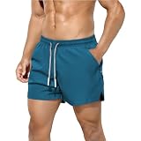Generisch Grembiule da uomo da 12,7 cm, pantaloni sportivi leggeri da uomo, pantaloni da corsa con tasche con cerniera Smog, Blu, 4XL