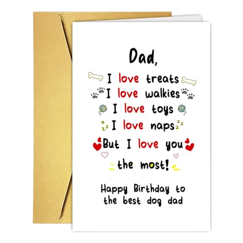 RUALOVE Cute Dog Dad Birthday Card, Funny Birthday Card Gift from Dog, Dog Dad Gift Card, Happy Daddy Birthday Card From Dog Pet Puppy, Dog Lover Dad Birthday Card from Son Daughter