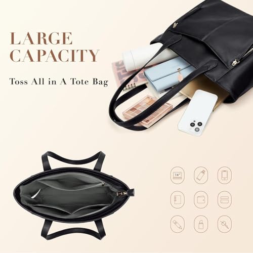 Tote Bag for Women with Zipper Top Handle Shoulder Purse Genuine Leather Bags for Work Casual Travel3
