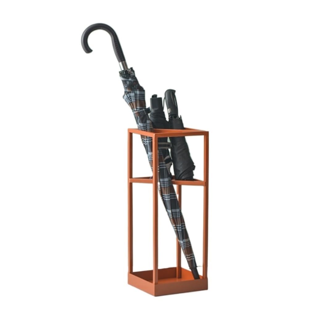FCXWEVR Metal Geometric Freestanding Umbrella Holder Rack Orange 20.5 * 20.5 * 53.3cm