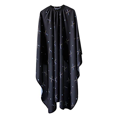 SMARTHAIR Professional Salon Cape Polyester Haircut Apron Hair Cut Cape,54”x62”,Black,C026015B-B
