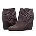 Fashare Womens Wedge Booties Ankle Heels Boots Bow Knot Stacked Heeled Winter Dress Shoes, Coffee, Size 7