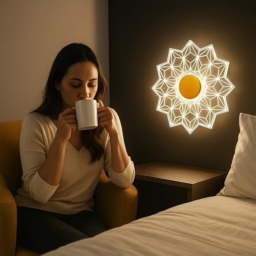 Image of Lamp master Luxury Diamond 3-Color LED Wall & Ceiling Light | Geometric Acrylic Lamp with Antique Gold Finish | Home Decorative Light, Modern Interiors Wall lamp for Living Room, Bedroom, Bedside