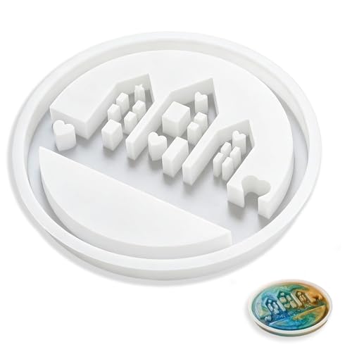 Zlokdraxy Moule en Silicone Maison, Moule Silicone Forme Maison avec Fenêtres et Cœurs, Moule Silicone Rond pour Savon, Moule en Plâtre et Moule Artisanal