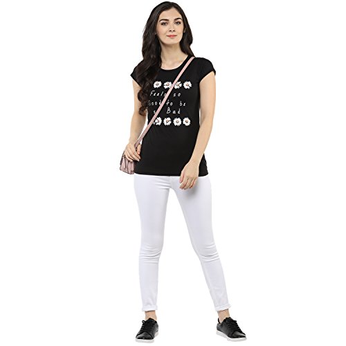 Image of Modeve Women Printed Cotton Blend Half Sleeve Round Neck T-Shirt for Summer