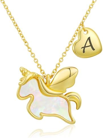 Unicorn Initial Pendant Necklace Jewelry, Christmas Birthday Gift...