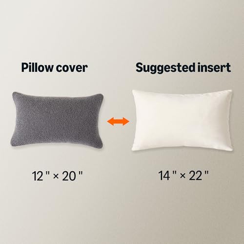 Image of Amazon Basics Boucle Lumbar Throw Pillow Covers for Couch, Living Room, Home Decor with Hidden Zipper, Grey, 12x20in, Pack of 2