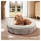 Picture of BALANCE Cat Beds for Indoor Cats, Washable Round Cat Bed, Cute Kitten Bed with Anti-Slip Bottom for Kitty and Puppy, 23 Inches, Goat