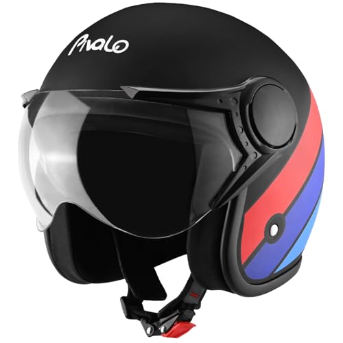 Image of Pivalo 580MM Star Half Face Helmet with Outer Clear Visor Matt Finish Scratch Resistant Open-Face for Bike Scooty Riding Men and Women - Pack of 1