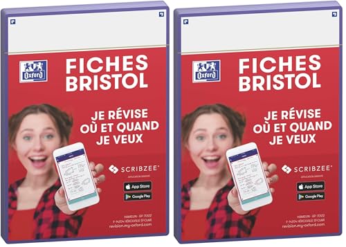 OXFORD Fiche Bristol violette rigide format A5 en papier cartonné haute tenue (Lot de 2)