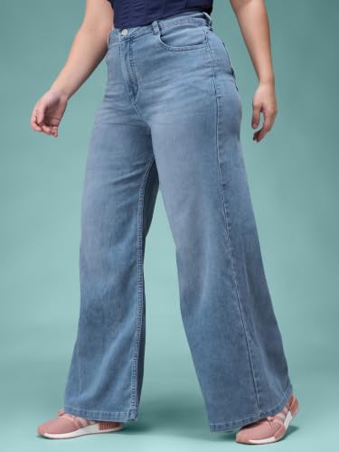 Image of Miss Chase A+ Women's Wide-Leg High Rise Regular-Length Stretchable Denim Jeans