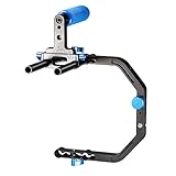 Neewer 15mm C-Shape Support Mount Bracket+Top Rubber Handle Grip for DSLR Camera /DV Support System Shoulder Rig,Can Mount LED light Microphone,for Photography,Videography,Movie Film Making