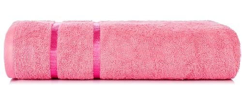 Image of Casa Copenhagen, Super Soft Eternal Collection 2 Pieces 100% Cotton Large Bath Towel (Size : 75 x 150 cm) - Flamingo Pink & Estate Blue