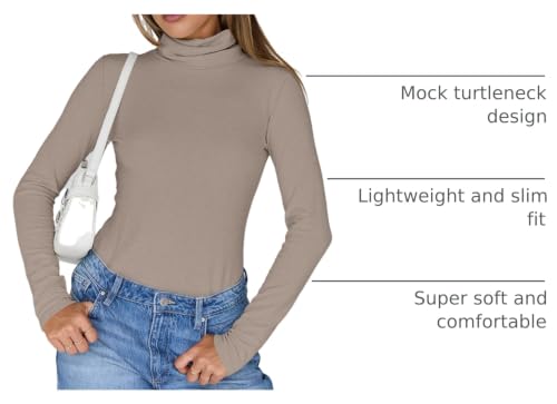 Image of Trendy Queen Womens Turtleneck Tops Winter Clothes | Long Sleeve Basic Shirts,Stretchy Fit,Tight Lightweight Fall Fashion 2026