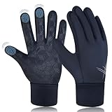 EEFOW Kids Winter Touchscreen Thermal Gloves: Boys Sport Non-slip Running Gloves, Girls Windproof Warm Riding Outdoor Mittens for Football Bike Rugby Cycling Hockey, Blue for 10-12 years old