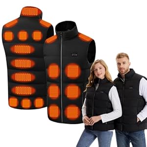 Beheizbare Weste Herren Damen, Heizweste mit 21 Zonen Heizung und 3 Temperaturregler, Eletriksche Heizweste USB für Skifahren, Angeln, Motorrad, Camping, Outdoor Ativitäten (Ohne Powerbank) (XL)