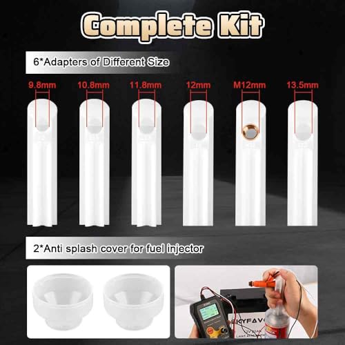 Universal Fuel Injector Tester and Cleaner Tool, DIY Cleaning Tool Kit for PWM, Adjustable Pulse Width Freq & Count, Two Injectors Test Simultaneously with 5 Modes, 6 Size Cleaning Adapters - Thumbnail 7