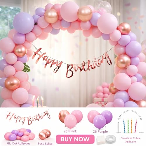 Image of WP WANNA PARTY Birthday Decoration Items For Kids - Pack Of 65, Happy Birthday Decoration Kit With Cake Candle | Rainbow Theme Birthday Decorations | Pastel Balloons For Balloon Decorations - Foil
