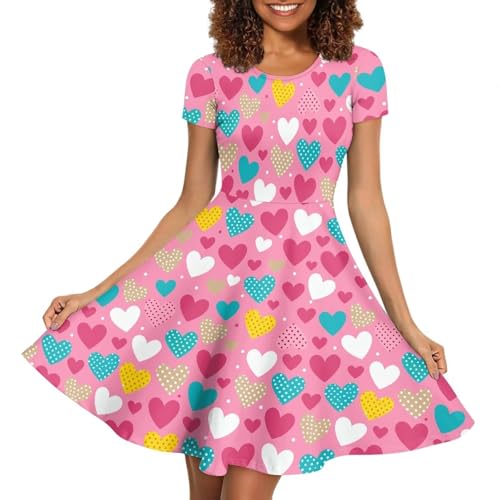 Image of AFPANQZ Womens Casual Summer Lightweight Vintage Dress Short Sleeve Midi Dress Knee-Long Luxury Formal Dress