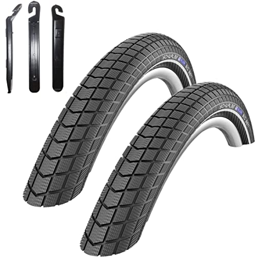 2 x Schwalbe Big Ben Performance 20 Zoll Fahrradreifen RaceGuard Fahrrad Mantel Decke mit Reflexstreifen 55-406 (20 x 2,15) inkl. Reifenheber
