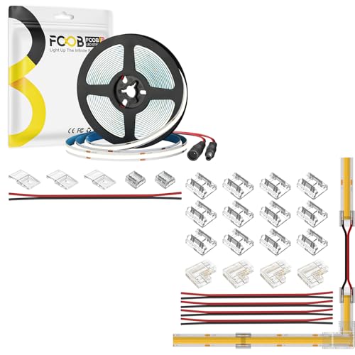 Tira LED COB 16.4FT 24V 6000K con Conector 2pin 8mm miniatura 1
